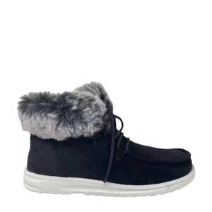 NEW GYPSY JAZZ women's fuzzy farren slip-on boots in black